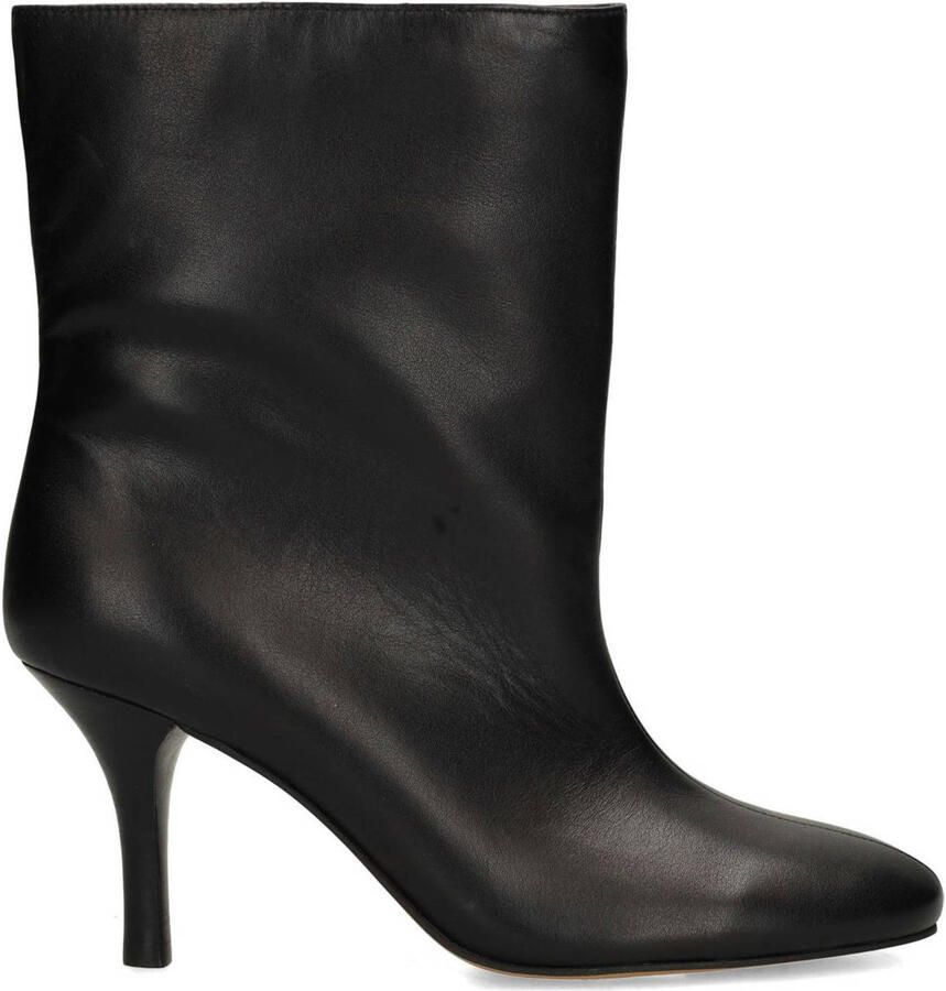 Sacha Dames Zwarte leren enkellaarsjes met hak