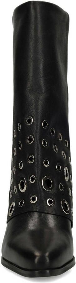 Sacha leren halfhoge laarzen met flap en eyelets zwart