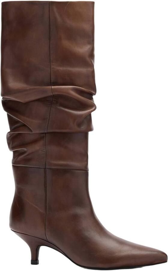 Sacha Dames Brownwashed leren hoge laarzen met hak