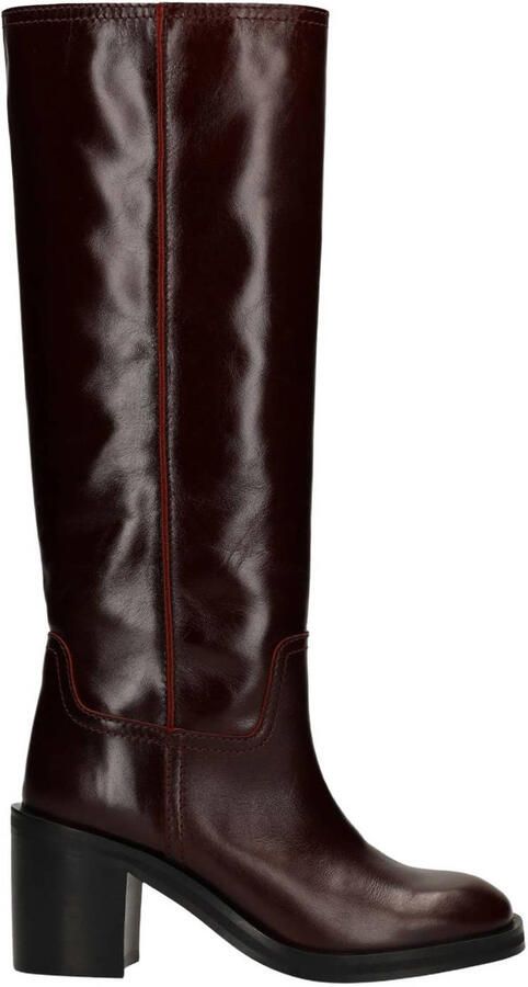 Sacha Dames Bordeaux lakleren hoge laarzen met hak