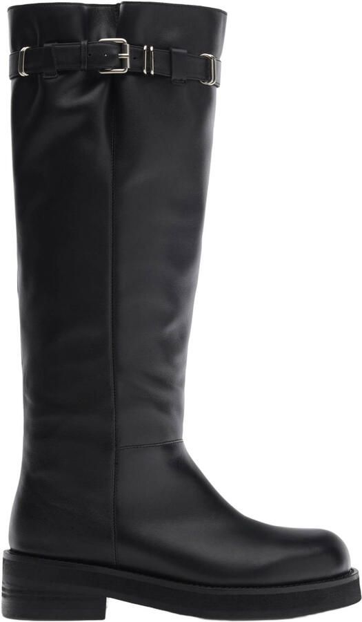 Sacha Dames Zwarte leren buckle biker boots