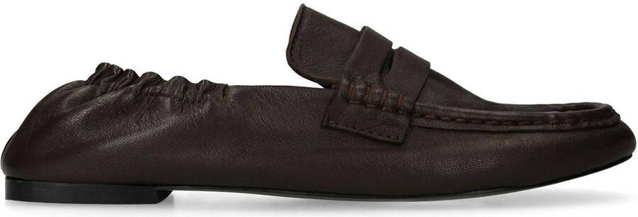 Sacha Dames Bruine leren loafers met rimpel design