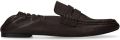 Sacha Dames Bruine leren loafers met rimpel design - Donkerbruin