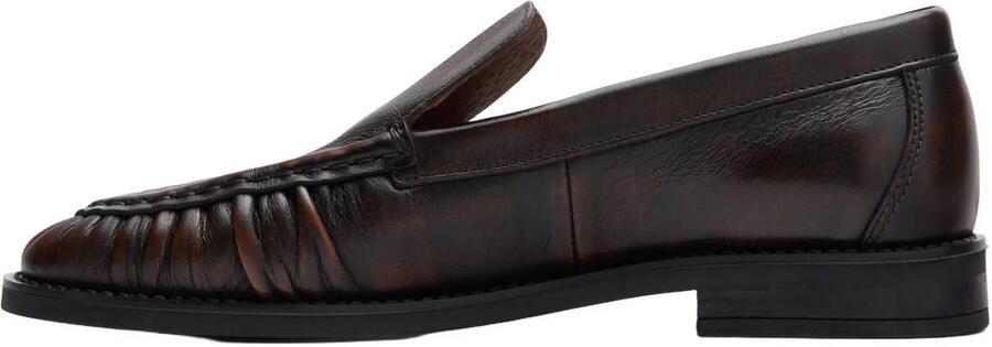 Sacha Dames Brownwashed leren loafers met rimpel design - Foto 3