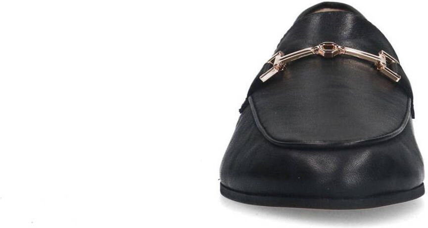 Sacha Dames Zwarte leren loafers met goudkleurige chain - Foto 3