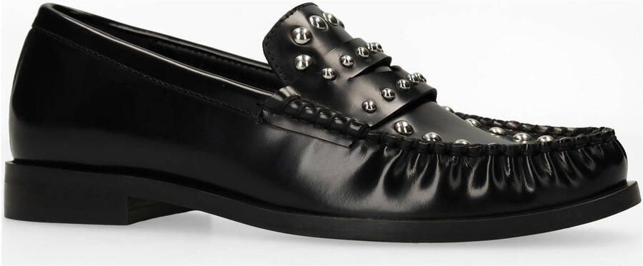 Sacha Dames Zwarte leren loafers met zilverkleurige studs - Foto 2