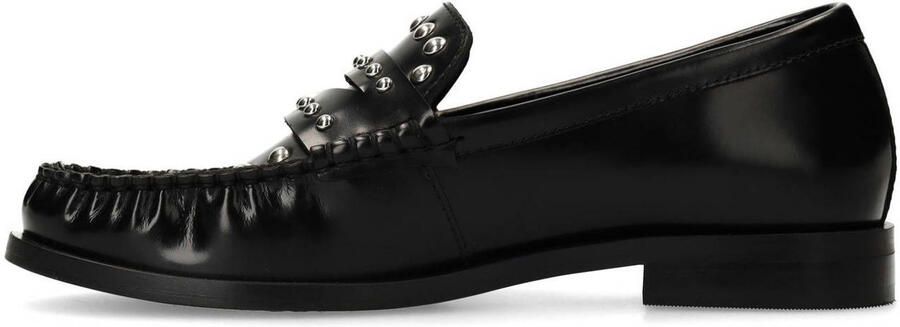Sacha Dames Zwarte leren loafers met zilverkleurige studs - Foto 3