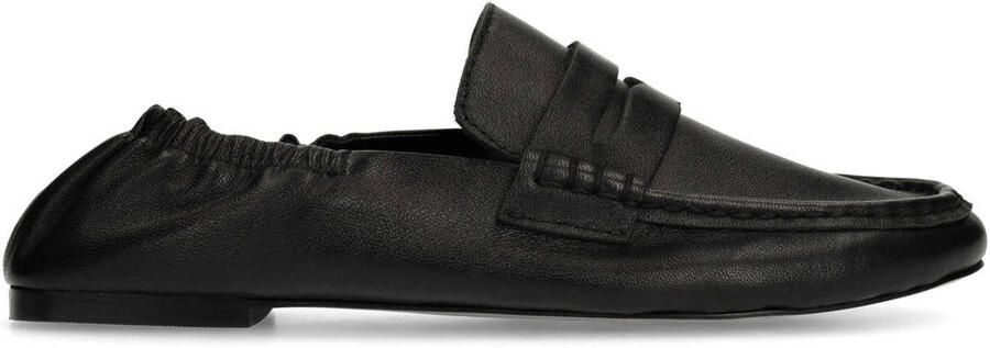 Sacha Dames Zwarte leren loafers met rimpel design