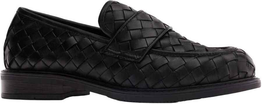 Sacha Dames Zwarte leren gevlochten loafers