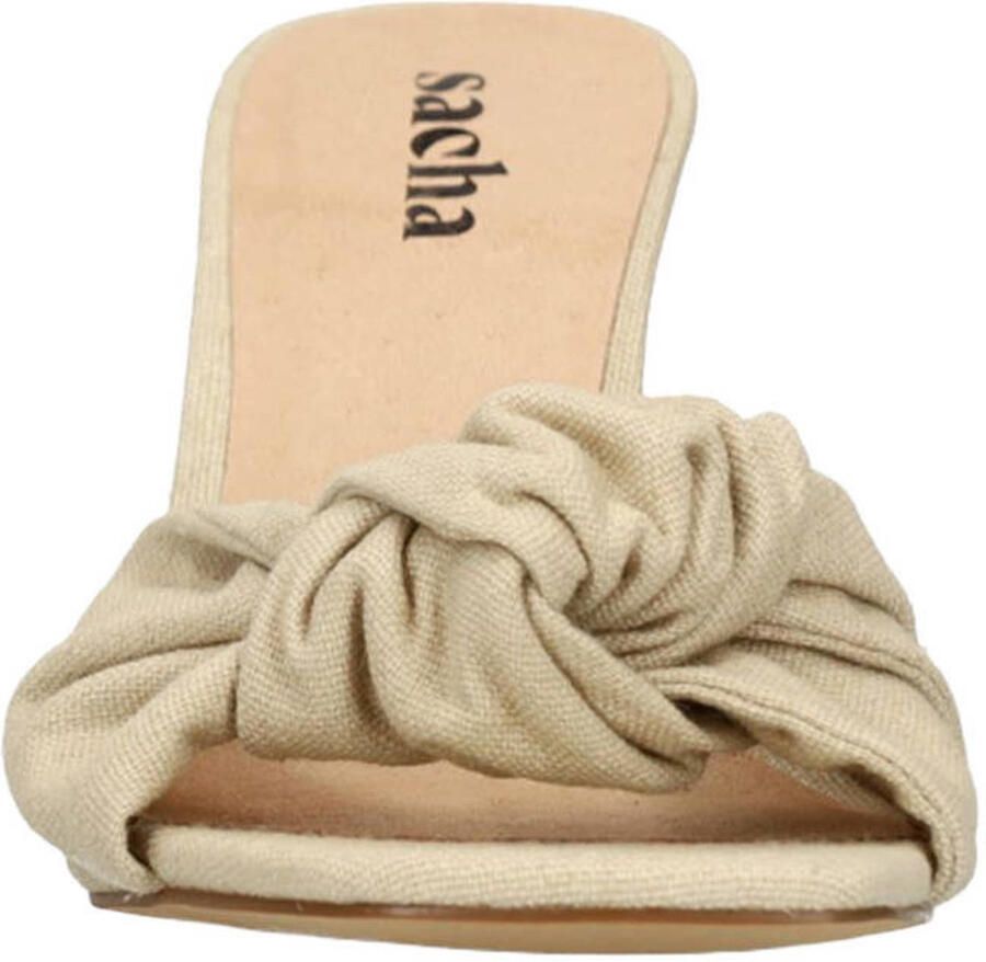 Sacha Dames Beige muiltjes met hak en knoop detail - Foto 2