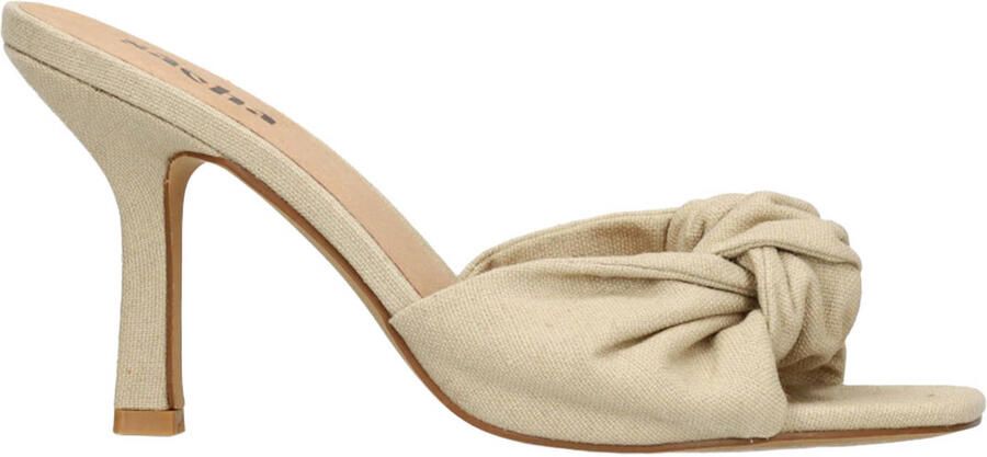 Sacha Dames Beige muiltjes met hak en knoop detail - Foto 3