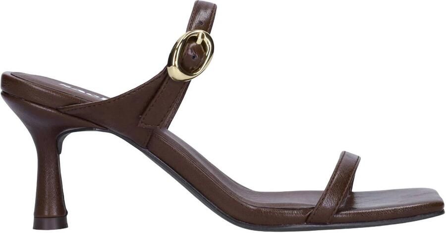 Sacha Dames Bruine leren sandalen met hak