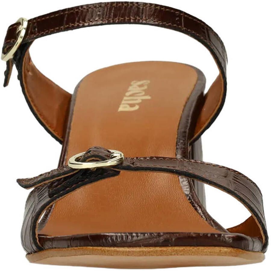 Sacha Dames Bruine croco leren sandalen met hak - Foto 2