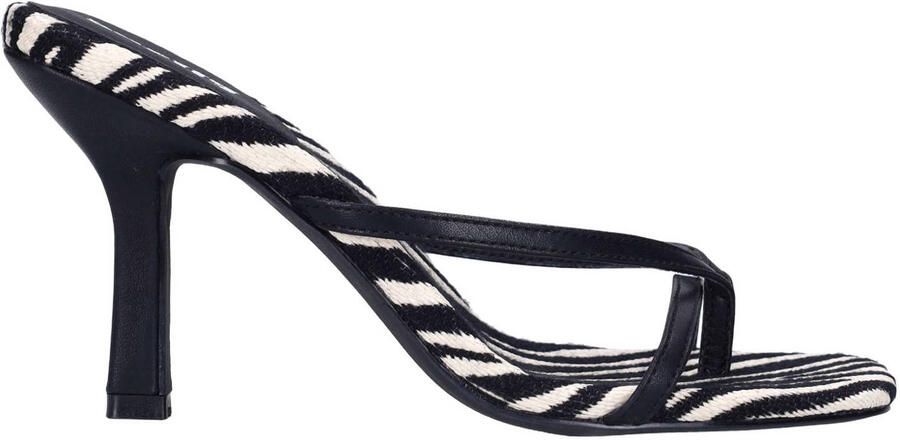 Sacha leren muiltjes met zebraprint zwart