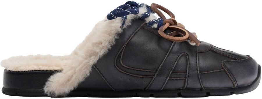 Sacha Dames Greywashed faux fur sneaker muiltjes