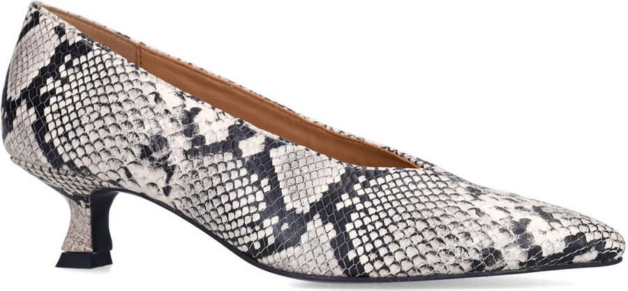 Sacha leren pumps met slangenprint grijs