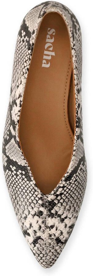 Sacha leren pumps met slangenprint grijs - Foto 3