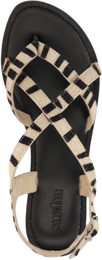 Sacha leren sandalen met zebraprint ecru zwart - Foto 2
