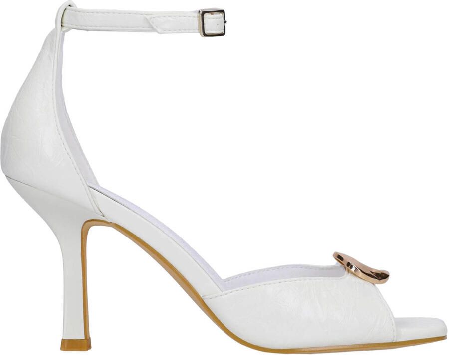 Sacha Dames Witte leren sandalen met hak