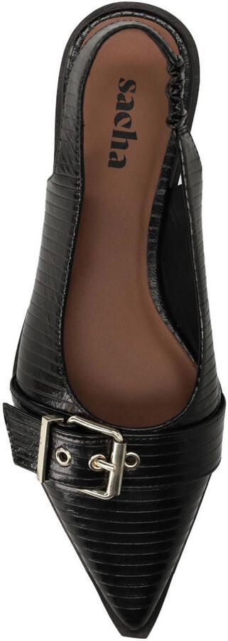 Sacha leren slingback loafers met siergesp zwart - Foto 3