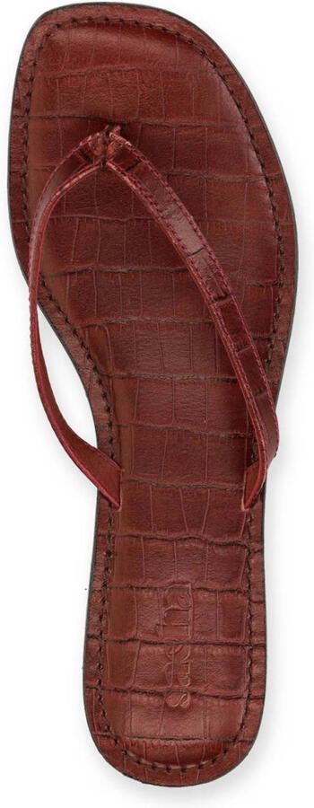Sacha Dames Rode leren croco teenslippers - Foto 2