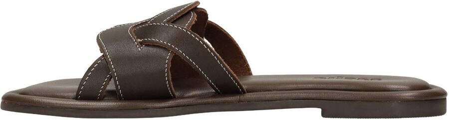 Sacha leren slippers met contrast stiksels bruin - Foto 3