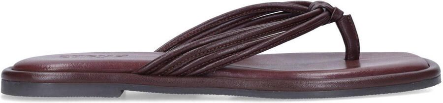 Sacha leren teenslippers bordeaux
