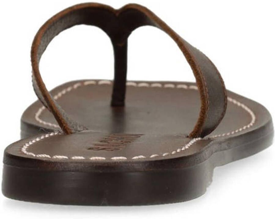 Sacha Dames Bruine leren teenslippers - Foto 2