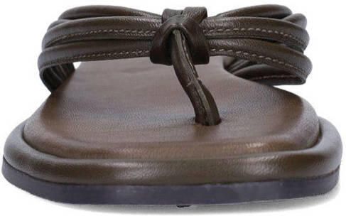 Sacha leren teenslippers donkerbruin - Foto 3