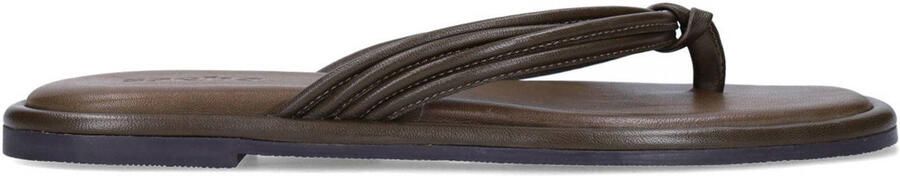 Sacha leren teenslippers donkerbruin