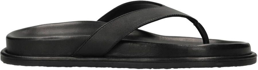 Sacha Dames Zwarte leren slippers