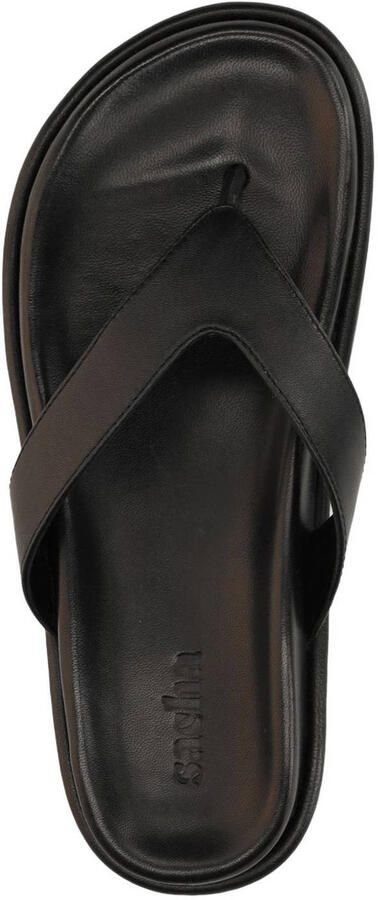 Sacha Dames Zwarte leren slippers - Foto 3