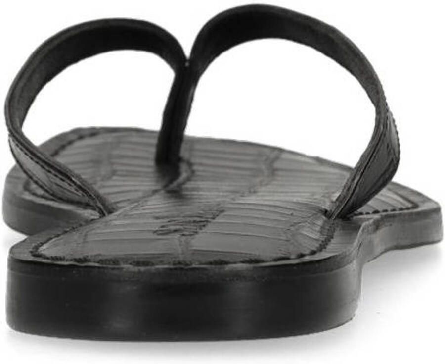 Sacha Dames Zwarte leren croco teenslippers - Foto 2