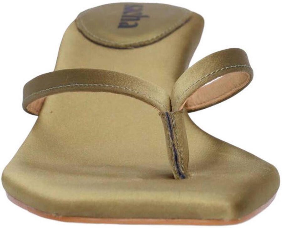 Sacha Dames Groene satijnen slippers met hak - Foto 2