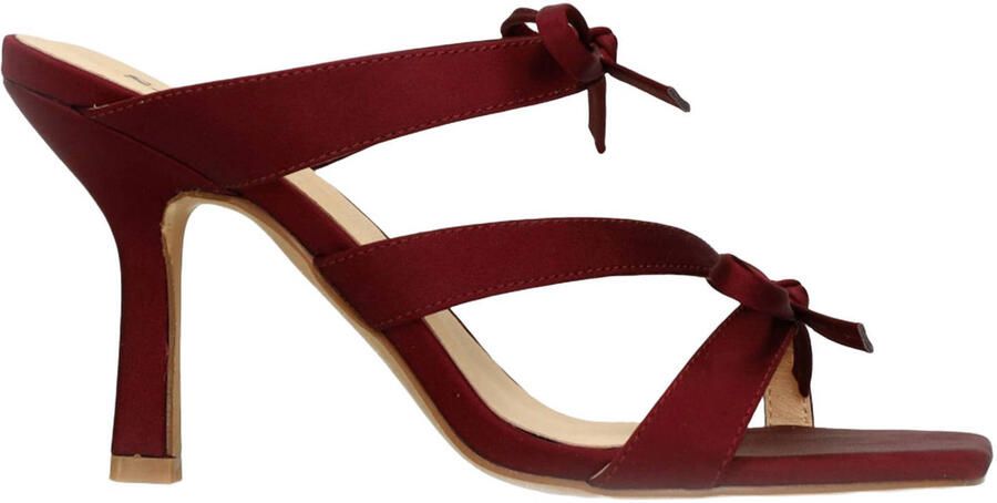 Sacha Dames Bordeaux rode sandalen met hak en strikjes
