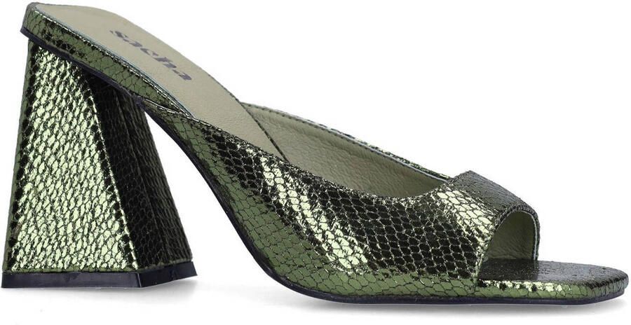 Sacha Dames Groene metallic muiltjes met hak - Foto 3