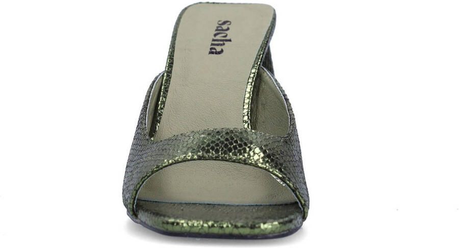 Sacha Dames Groene metallic muiltjes met hak - Foto 2