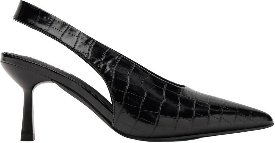 Sacha Dames Zwarte slingbacks met croco print