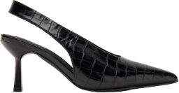 Sacha Dames Zwarte slingbacks met croco print