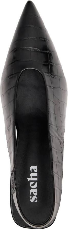Sacha Dames Zwarte slingbacks met croco print - Foto 3