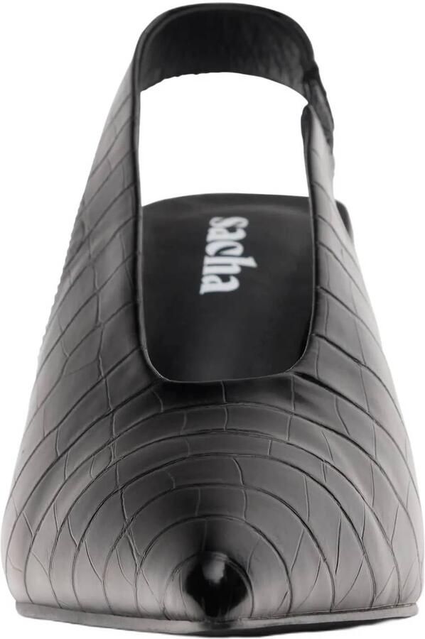 Sacha Dames Zwarte slingbacks met croco print - Foto 2