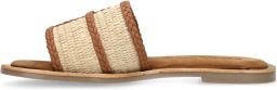 Sacha Dames Cognac raffia slippers