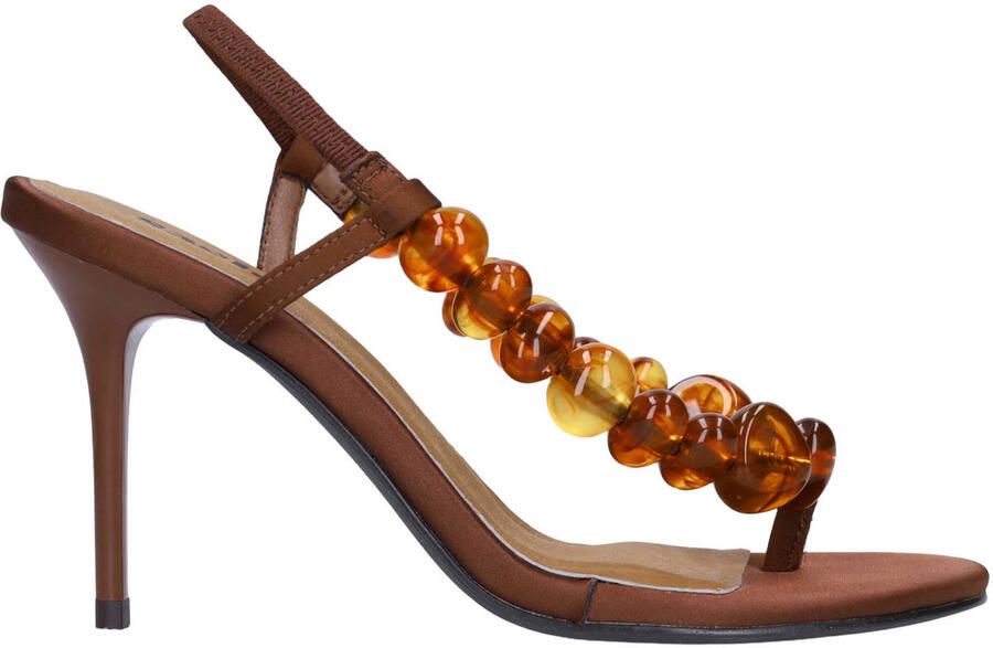 Sacha Dames Bruine sandalen met hak en kralen