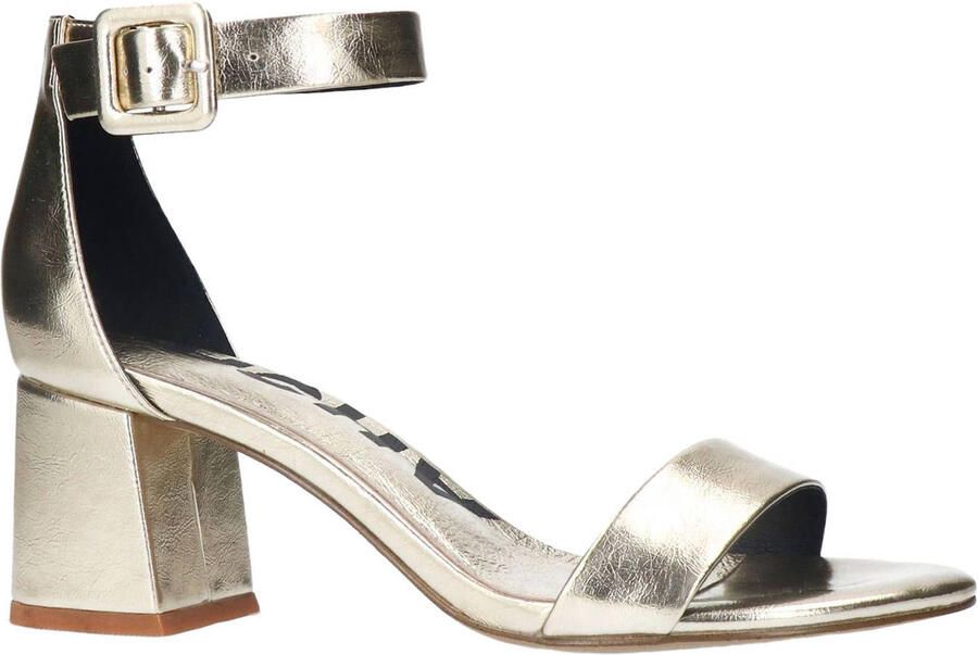 Sacha Dames Gouden metallic sandalen met blokhak