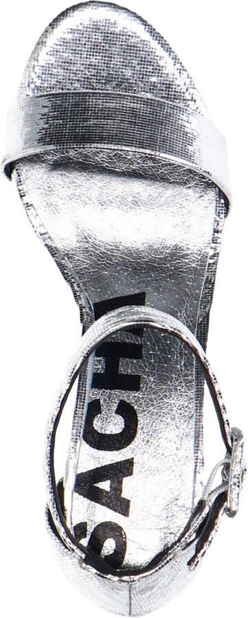 Sacha Dames Zilveren metallic sandalen met blokhak