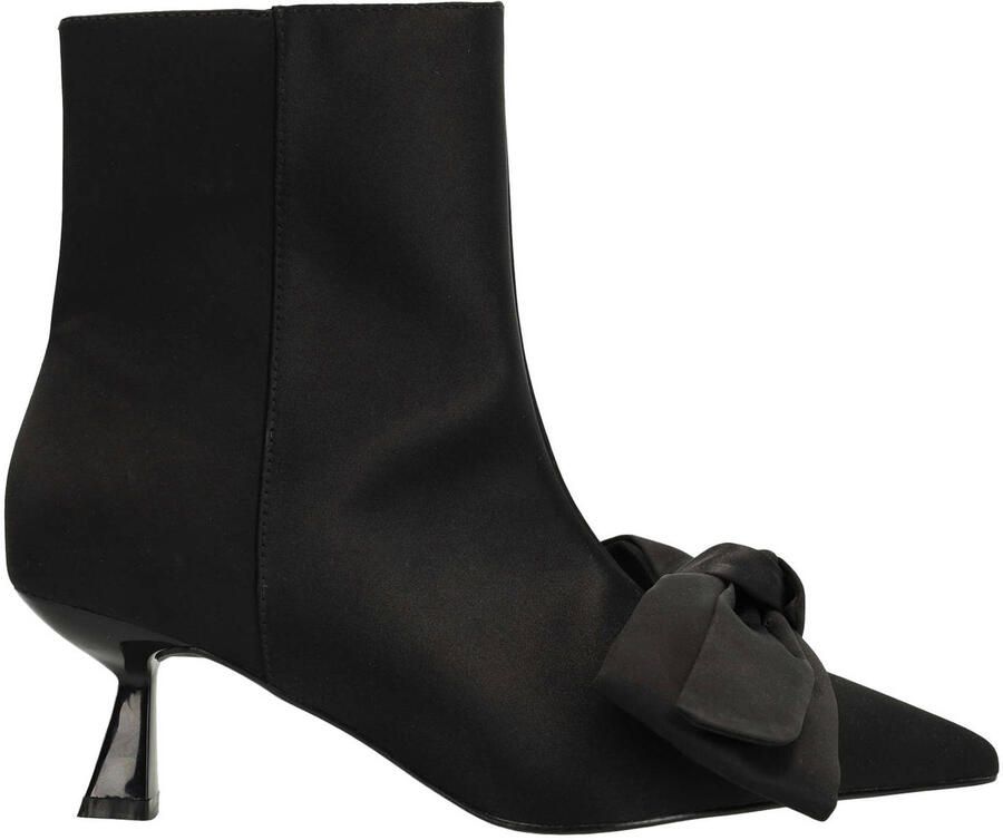 Sacha Dames Zwarte enkellaarsjes met hak en strik