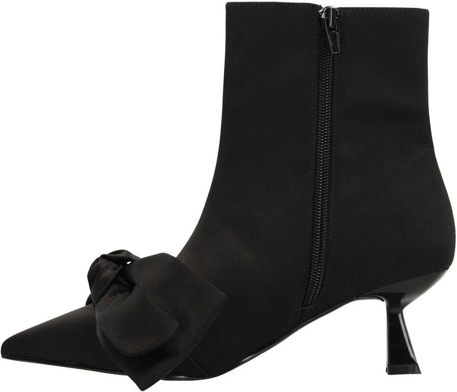 Sacha Dames Zwarte enkellaarsjes met hak en strik