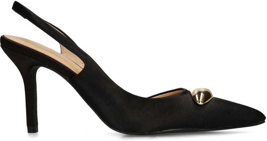 Sacha Dames Zwarte slingback pumps met goudkleurig detail
