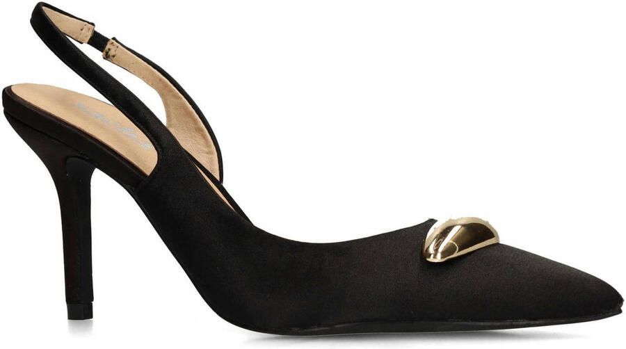 Sacha Dames Zwarte slingback pumps met goudkleurig detail