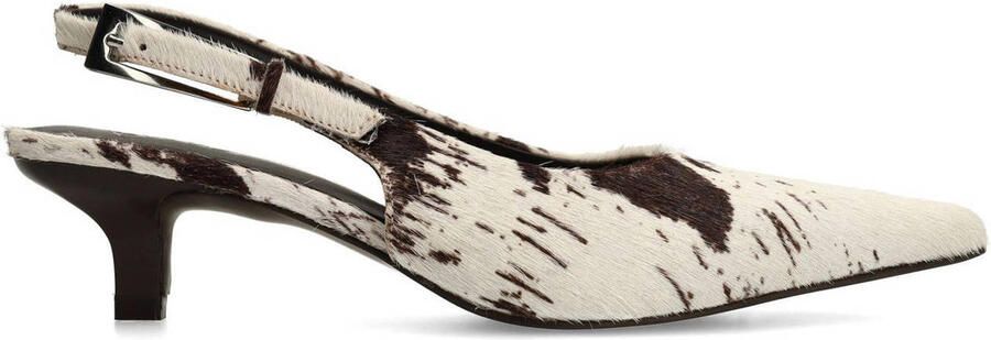 Sacha slingback loafers met koeienprint ecru bruin